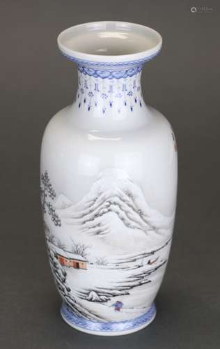 Chinese porcelain vase w/ snow scene motif