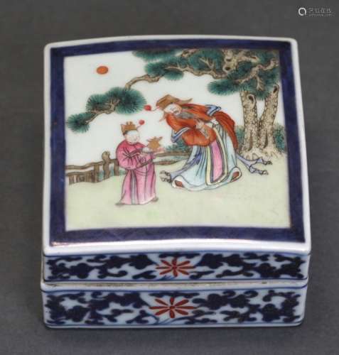 Chinese famille rose porcelain ink box