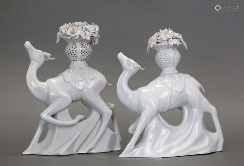 pair of Chinese blanc de chine porcelain deers