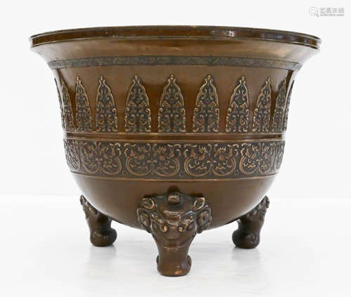 Japanese Cast Bronze Jardiniere