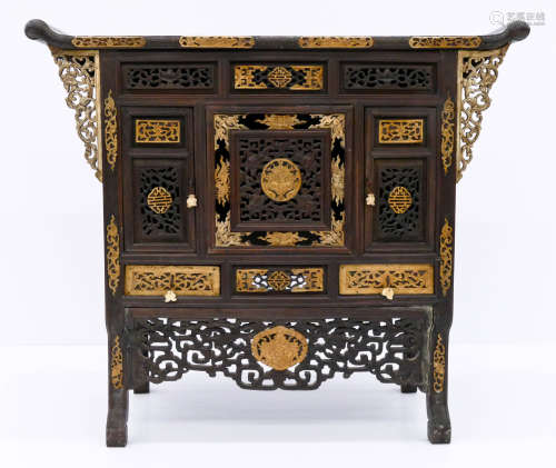 Fine Chinese Rosewood Miniature Altar Cabinet