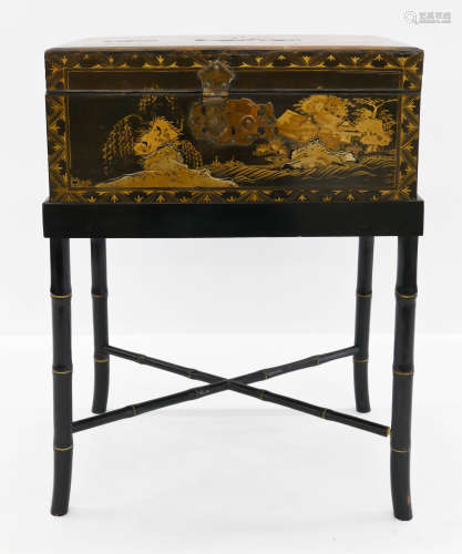 Japanese Lacquered Box on Stand