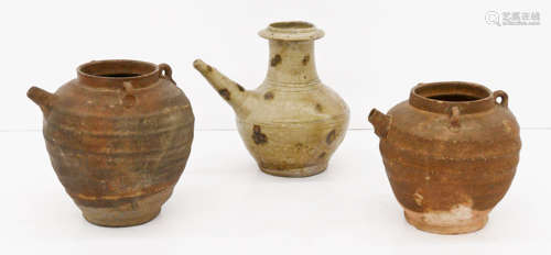 3pc Early Chinese Tang Stoneware Ewers