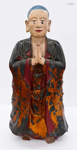 Vietnamese Lacquered Buddhist Monk Statue