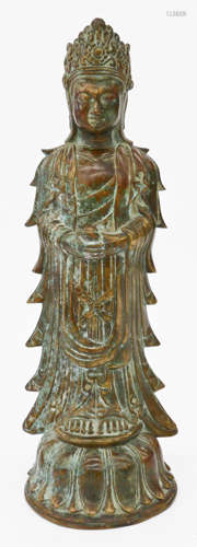 Chinese Bronze Standing Guanyin Figure