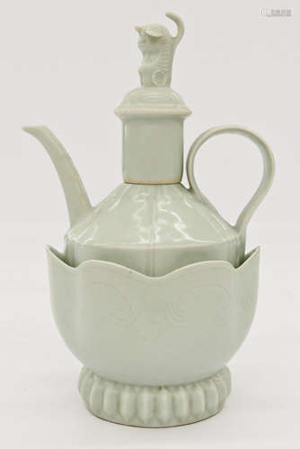 Chinese Qingbai Small Wine Ewer & Warming Dish