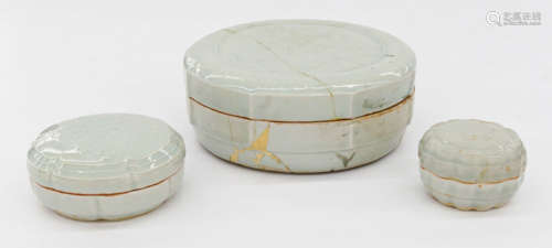 3pc Chinese Song Qingbai Covered Boxes.