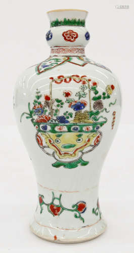 Chinese Kangxi Famille Verte Meiping Bottle Vase