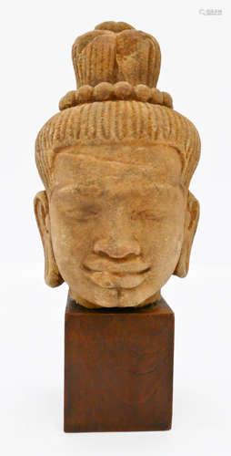 Khmer Sandstone Shiva Head on Stand