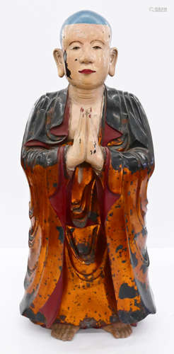 Vietnamese Lacquered Buddhist Monk Statue