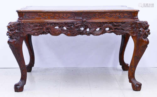 Japanese Carved Dragon Table