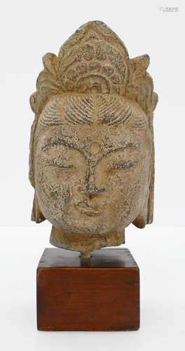 Chinese Stone Guanyin Head on Stand