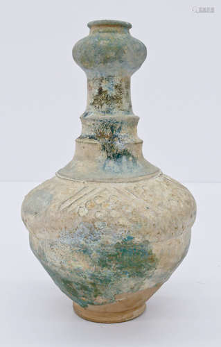 Persian Fritware Turquoise Glazed Bottle Vase