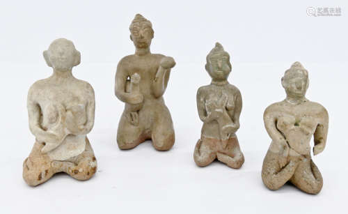 4pc Thai Sawankhalok Ceramic Figures