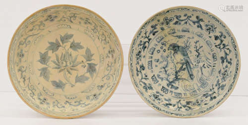 2pc Vietnamese Ming Blue & White Porcelain Chargers