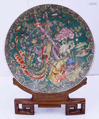 Chinese Large Phoenix Charger on Stand