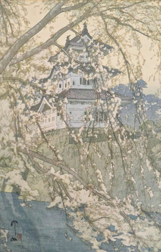 Hiroshi Yoshida ''Hirosaki Castle'' Woodblock Print