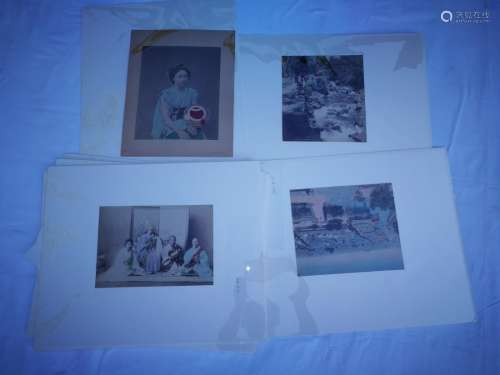 15 Pieces Old Japanse Colored Photography