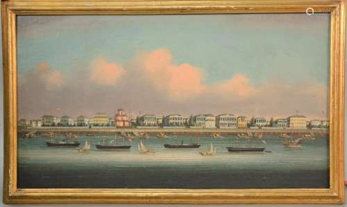 Qing Dynasty Chinese Oil Painting Shanghai Bund