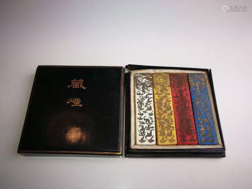 A Box of Qing Dynasty Chinese Multi coloured Inks
