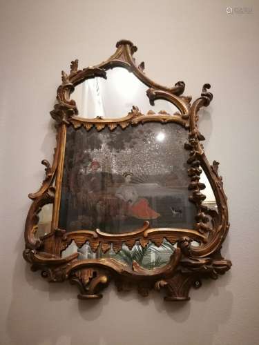 18th Century Chinese Export Reserve Mirror Painting