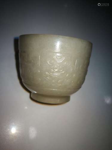 Antique Chinese Carving Emerald Cup