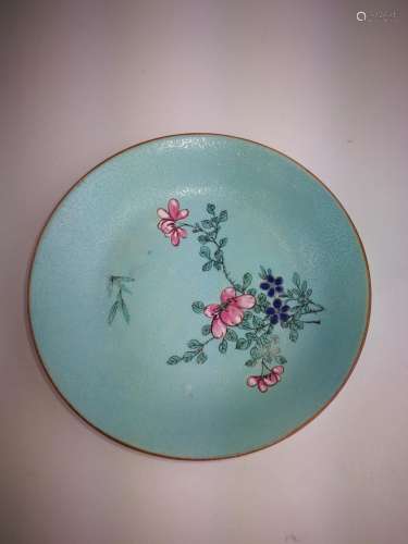 Chinese Famille Porcelain Flower Dish Qianlong Mark