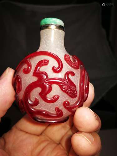 Antique Chinese Colored Glass Snuff Bottle