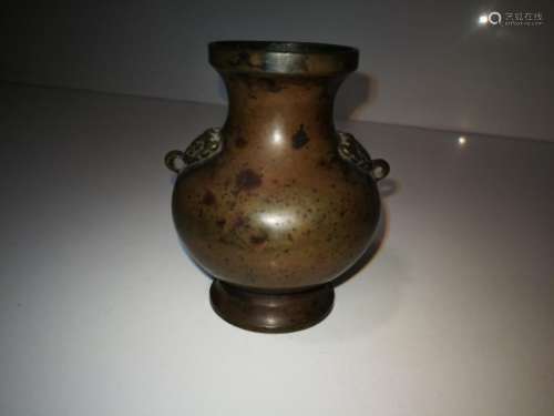 Antique Chinese Bronze Double Ears Vase