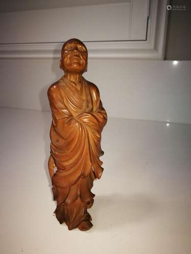 Antique Chinese Boxwood Carving Rohan