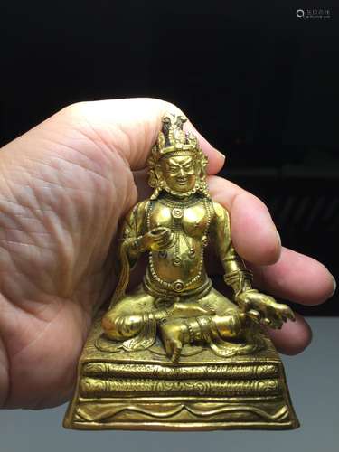 Antique Tibet Gilt Bronze God of Wealth