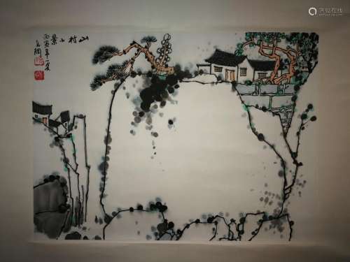Chinese Artist Sun Ke Gang Ink Landscape Painting