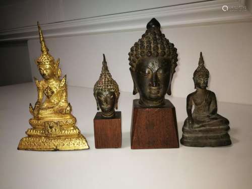 A Group of Four Thai Bronze Buddhas