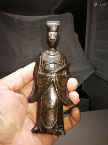 Antique Chinese Copper Civil Official Figure