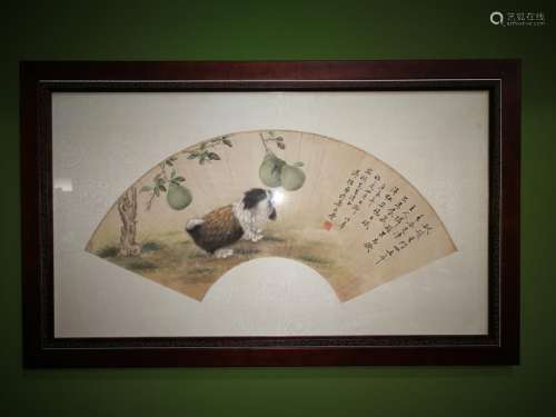 Chinese Fan Paingint & Calligraphy Panel