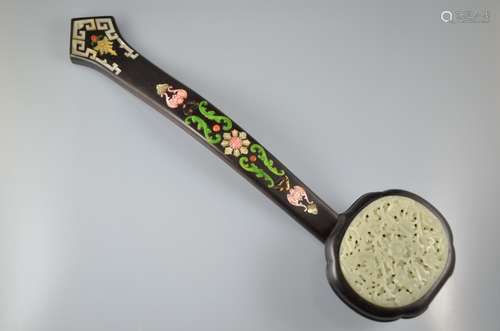 A ZITAN JADE INLAID SEPTER