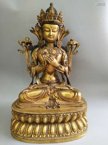 A GILT-BRONZE FIGURE OF BODHISATTVA