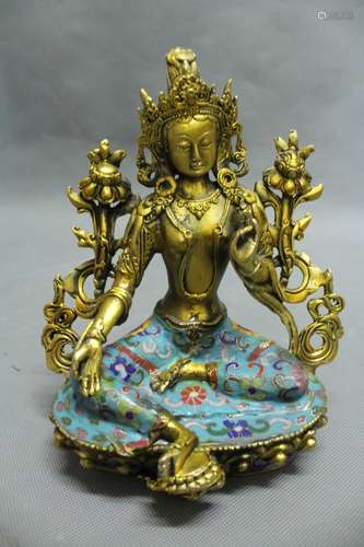 A GILT-DECORACTED CLOISONNE ENAMEL BUDDHA