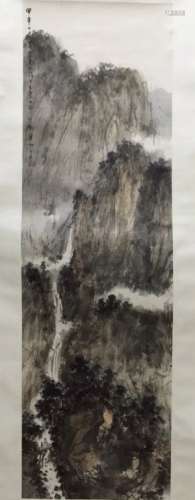 A CHINESE SCROLL PAINTING OF MOUNTAIN