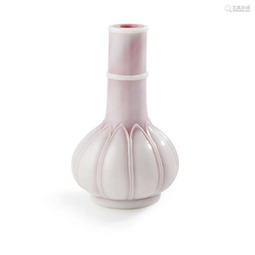 PINK AND WHITE GLASS 'LOTUS' BOTTLE VASE