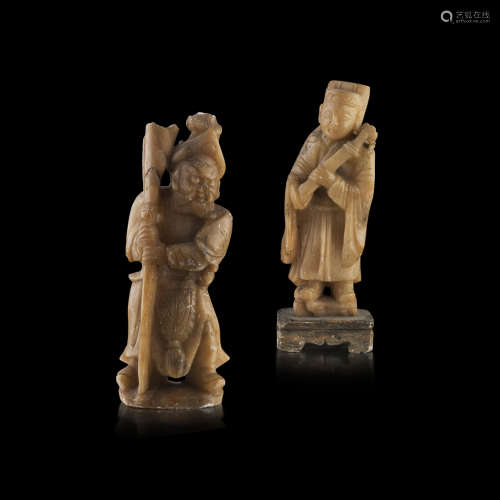 TWO SOAPSTONE FIGURES