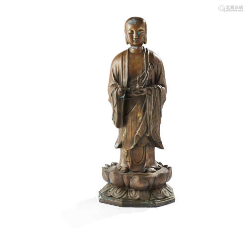 BRONZE FIGURE OF A LUOHAN