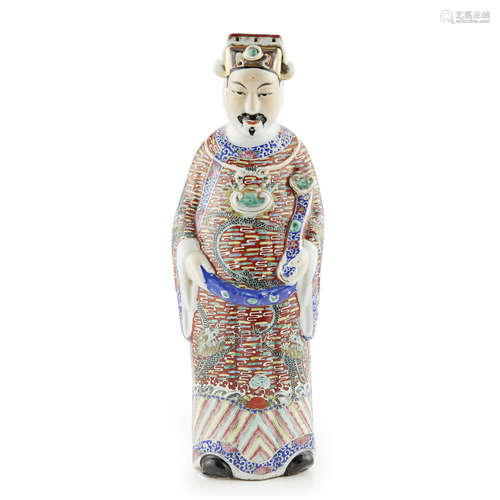 FAMILLE ROSE FIGURE OF THE STAR GOD OF STATUS, LU XING