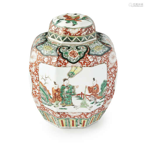 FAMILLE VERTE OCTAGONAL GINGER JAR AND COVER