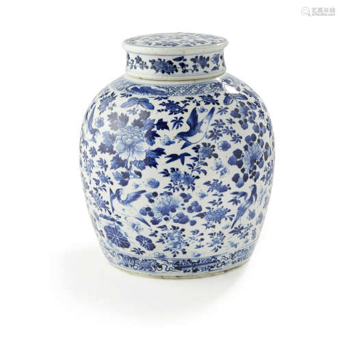 BLUE AND WHITE GINGER JAR AND COVER