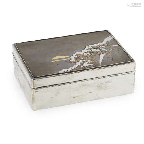 FINE MIXED-METAL INLAID SILVER AND WOOD BOX