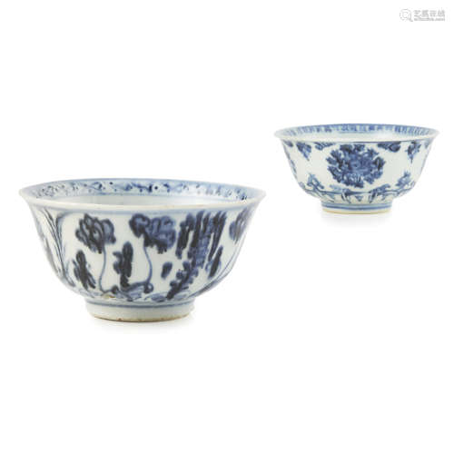 TWO BLUE AND WHITE BOWLS