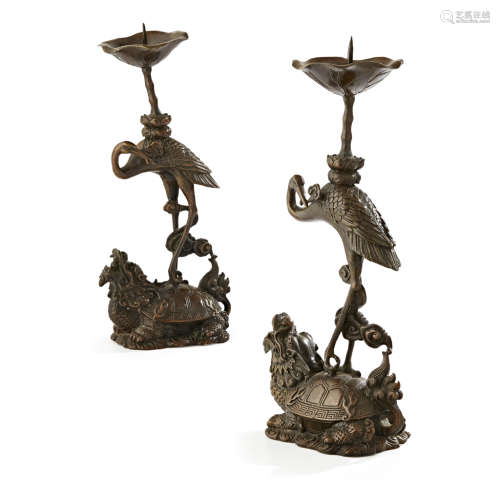 PAIR OF BRONZE CANDLE STICKS