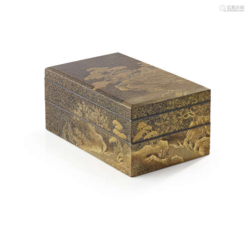 FINE GOLD-LACQUER TWO-TIER BOX AND COVER
