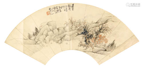 李樹棠 蕭寺鐘聲  扇面